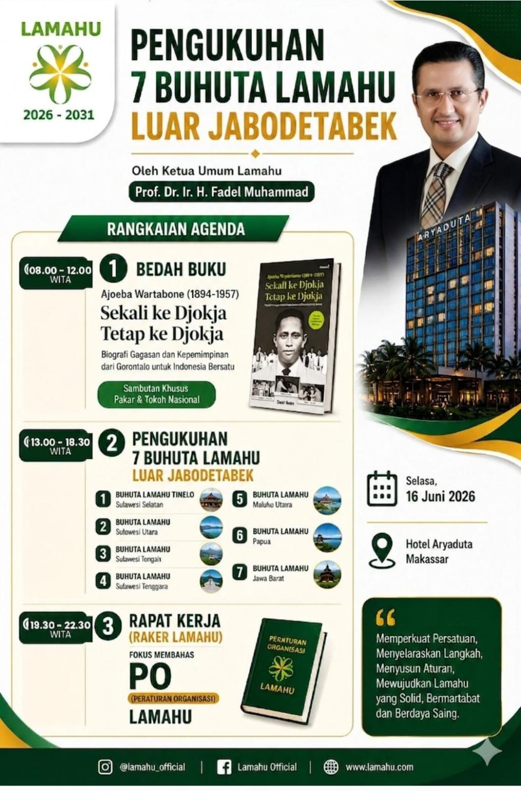 MENGUKUHKAN PERSATUAN RANGKAIAN SUKSES PENGUKUHAN 7 BUHUTA DAN RAKER LAMAHU 2026 DI MAKASSAR